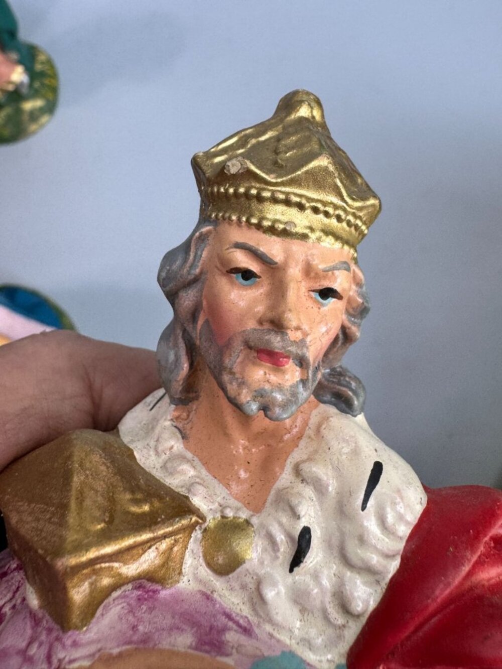 Vintage Italy Paper Mache Three Wise Men Nativity 8" Scale Set of 3 Kings - Picture 9 of 16